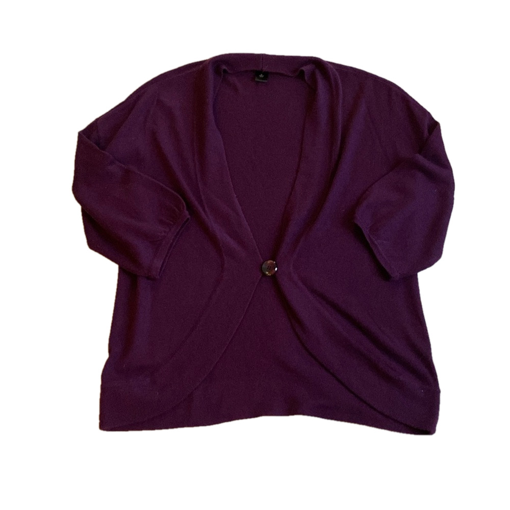 2/$18 Ann Taylor wool blend open front cardigan sweater deep purple